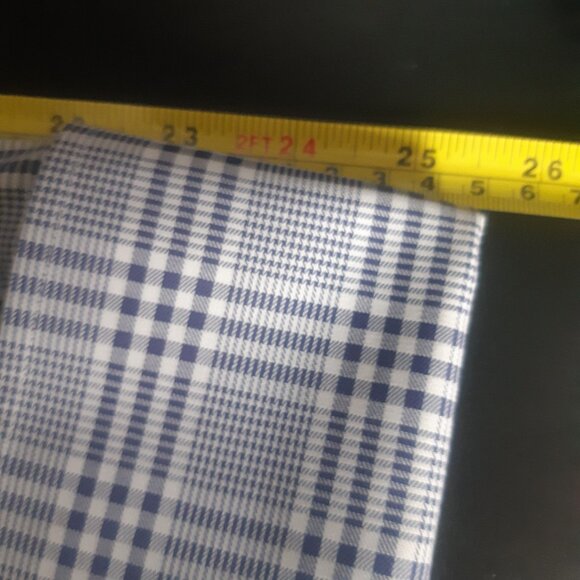 Thomas Dean SZ M French Cuff 100% Cotton Navy/White Plaid Men's Button Up Shirt - Picture 15 of 15